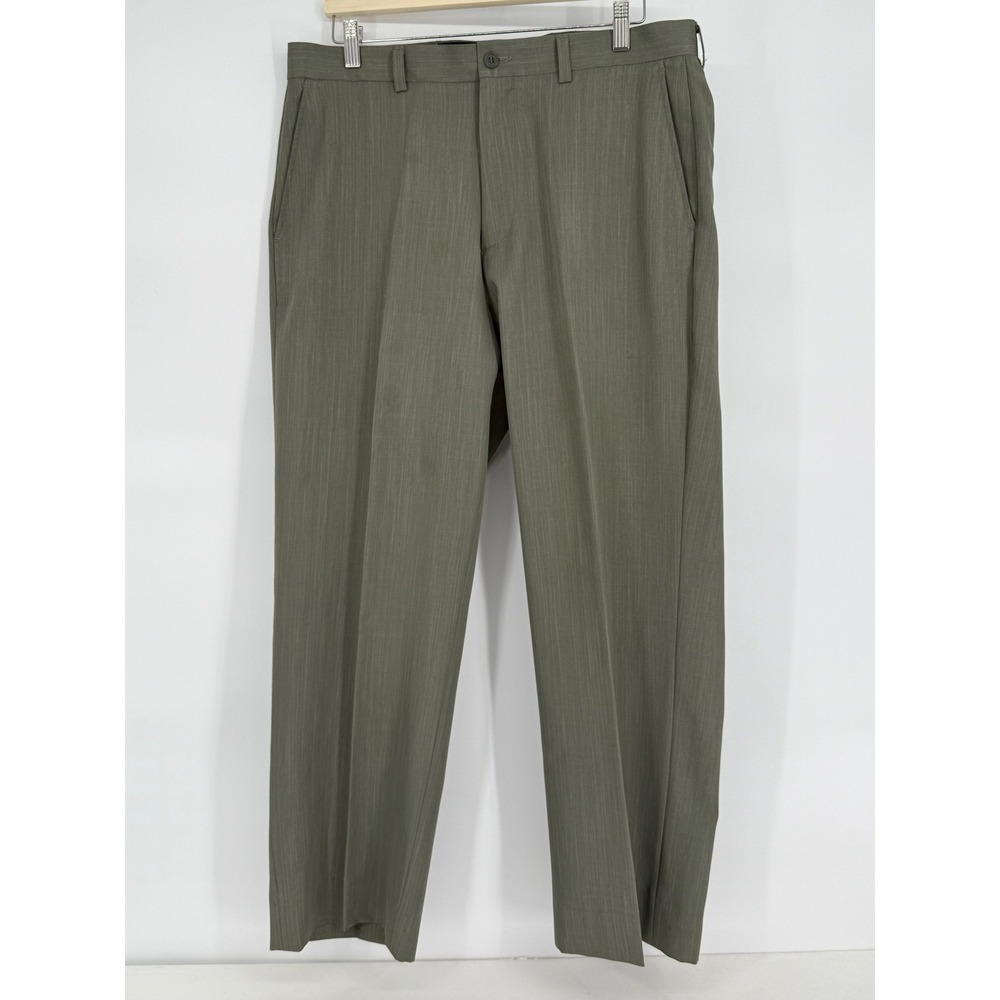 Linea Dome Mens Dress Pants Pinstripe Gray Flat Front Classic Fit Size 38x30‎